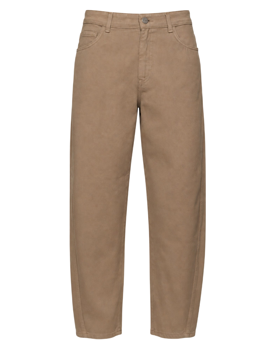 DOUUOD Pantalone Baggy in Drill di Cotone Pale Kaki