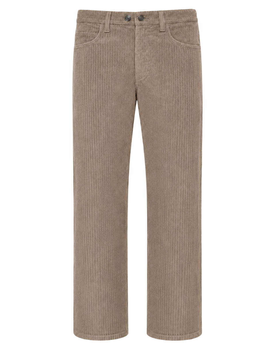 DOUUOD Pantalone Ampio Cropped Genderless in Velluto a Costa Larga Fango