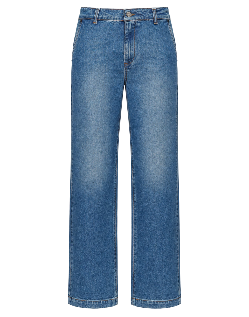 DOUUOD Pantalone Dritto in Denim Washed