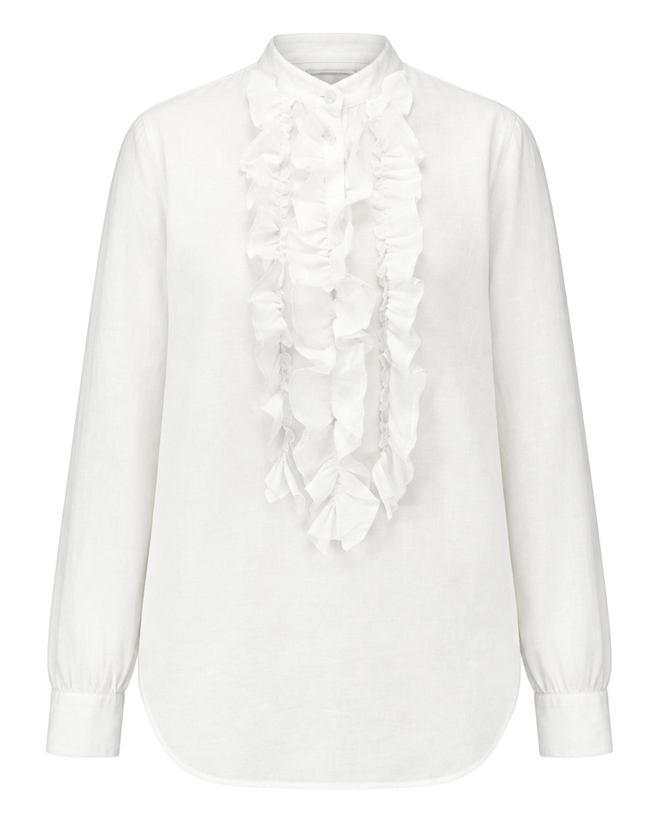 LAURENCE BRAS Blusa con Rouches in Cotone Stropicciato Bianca