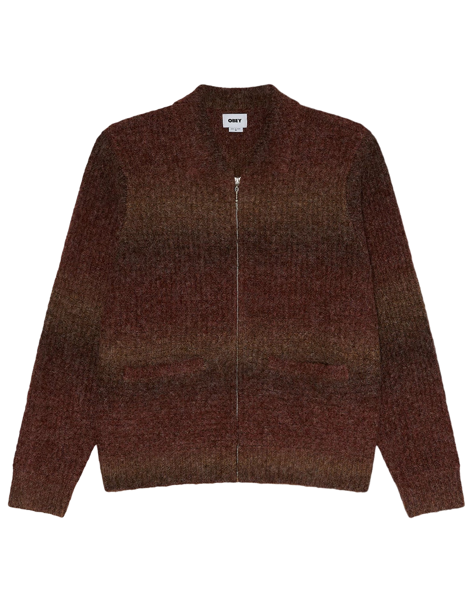 OBEY Cardigan Anton Gradient con Zip Brown Multi