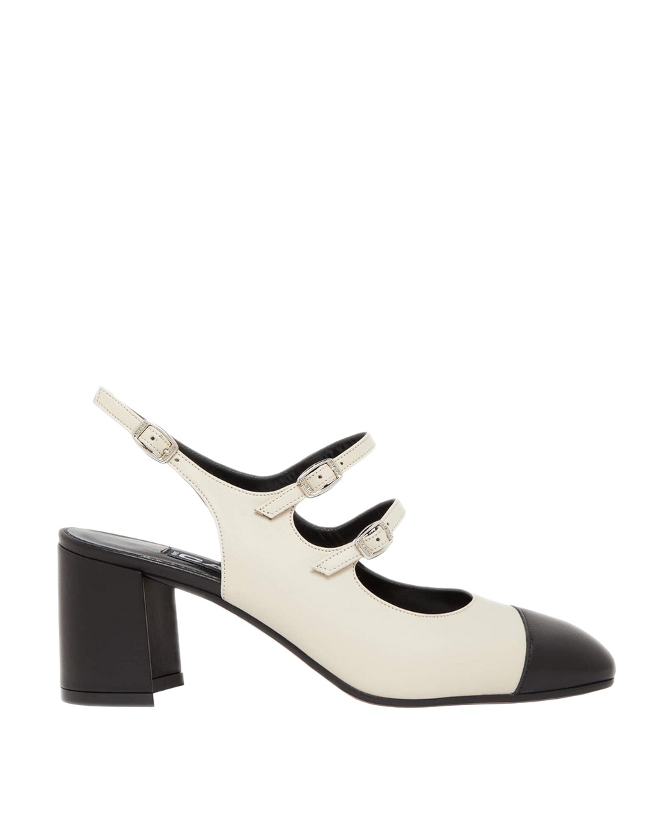 CAREL Mary Jane Slingback Papaya in Pelle Beige e Nera