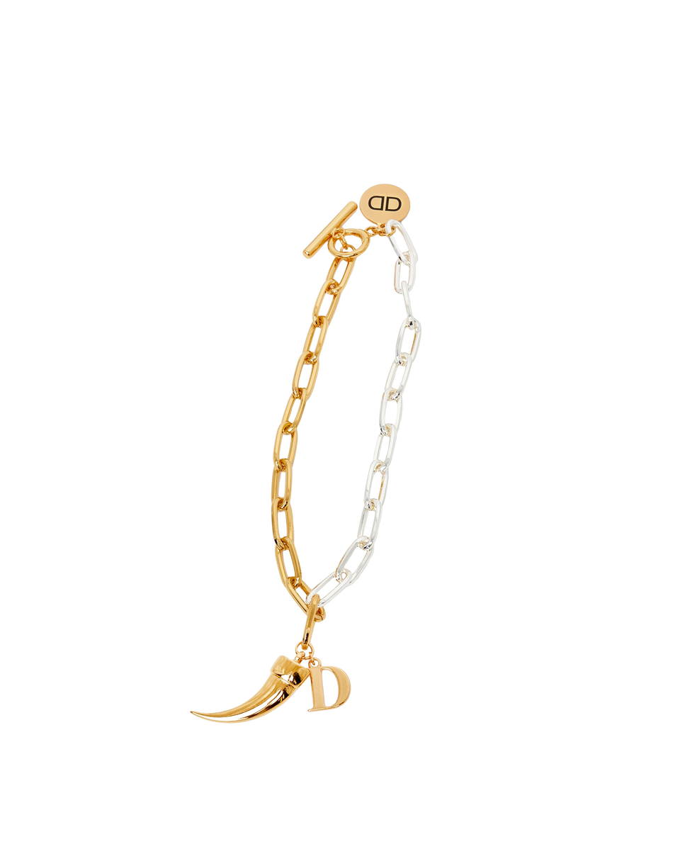 DOUUOD Collier à chaîne bicolore et pendentifs or/argent