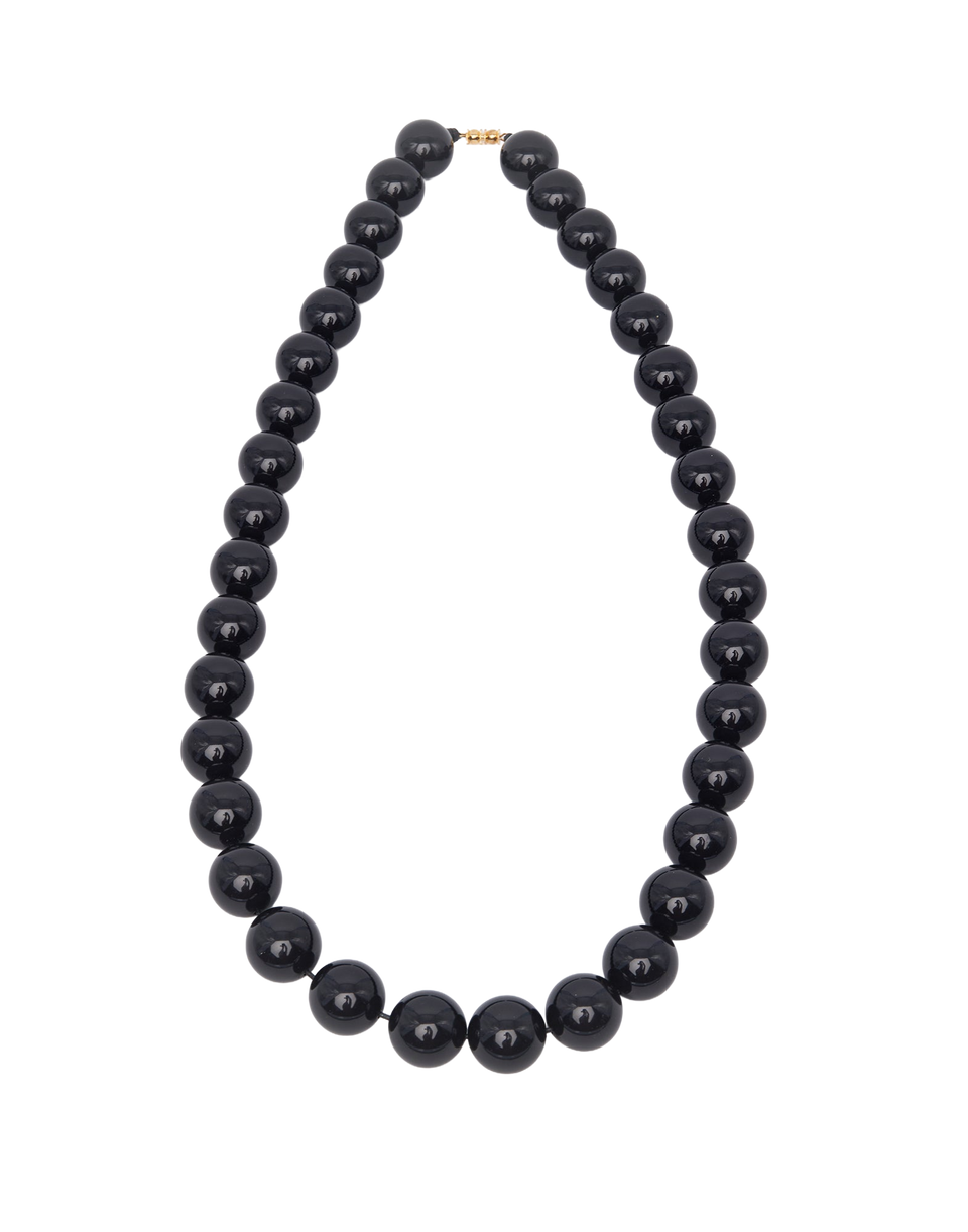 DOUUOD Collier avec maxi perles en résine noire