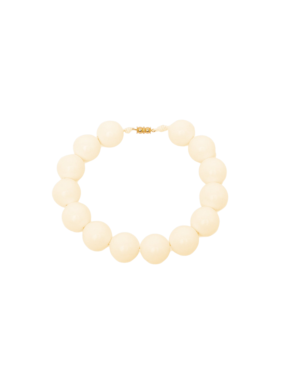 DOUUOD Collana Girocollo con Maxi Perle in Resina Burro
