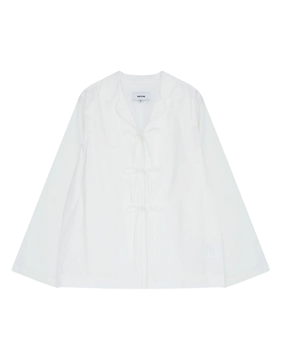 VIS A VIS Camicia in Cotone con Chiusura a Fiocchi Bianca