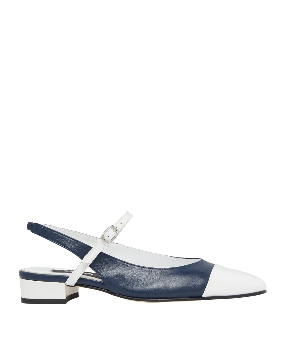 CAREL Slingback Oceano in Pelle Blu e Vernice Bianca