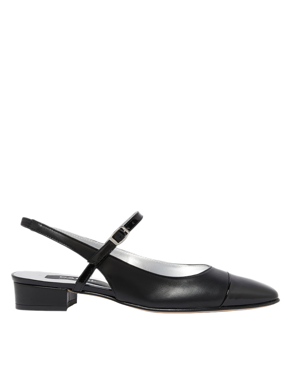 CAREL Slingback Oceano in Pelle Nera e Vernice Nera