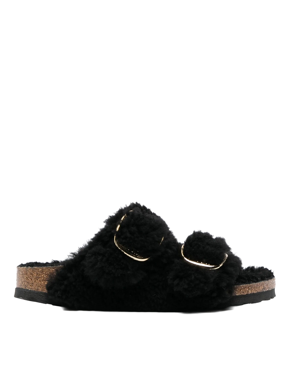 BIRKENSTOCK Arizona Big Buckle Teddy Shearling Black Gold