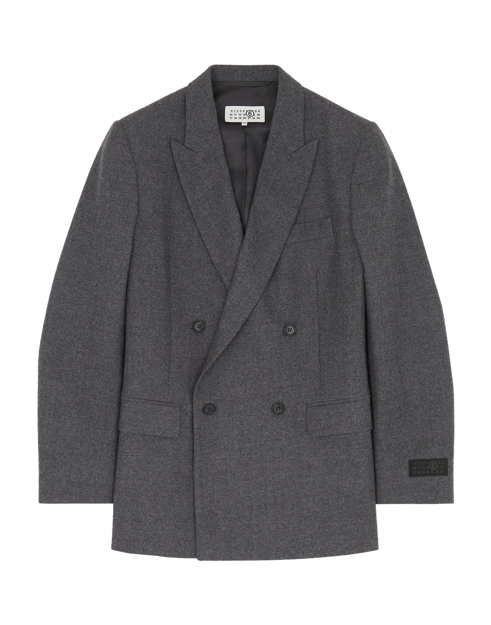 MM6 MAISON MARGIELA Giacca Doppiopetto in Lana Vergine Oversize Grigia