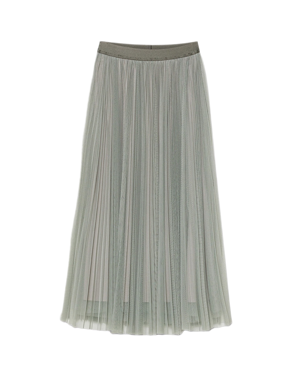 FORTE FORTE Gonna in Tulle con Plissé Soleil Stone
