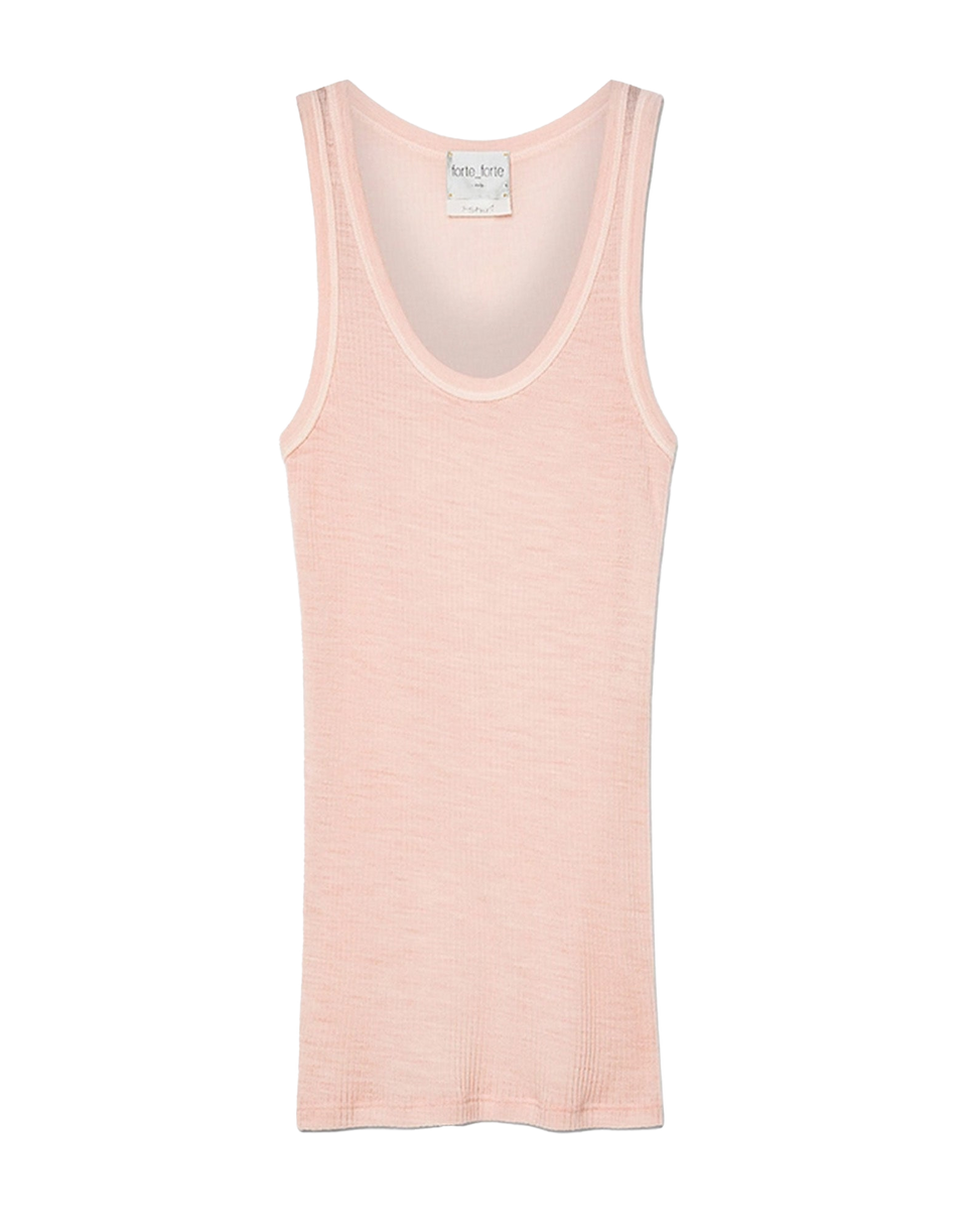 FORTE FORTE Canotta con Scollo all’Americana in Jersey di Lana Peach