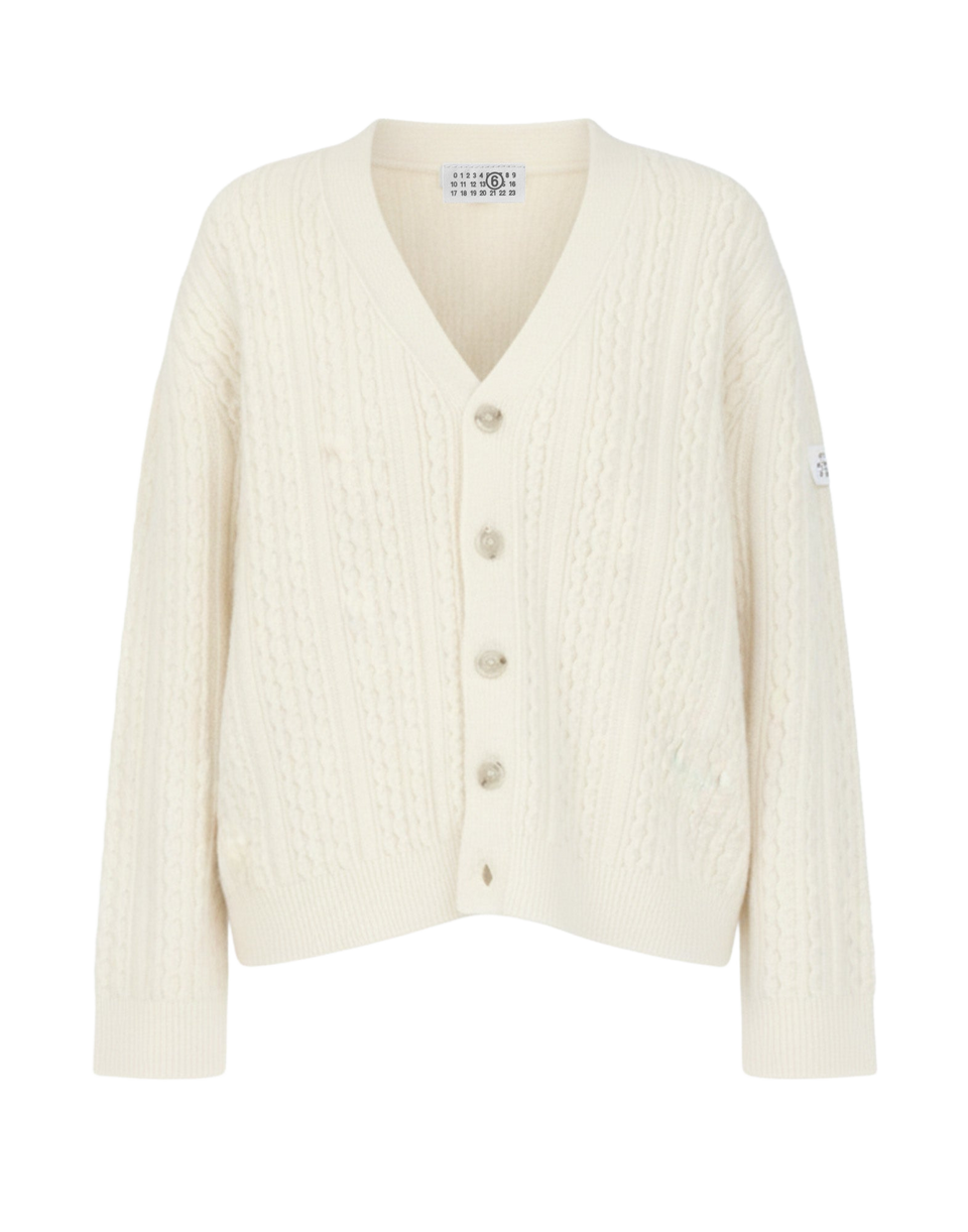 MM6 MAISON MARGIELA Cardigan a Treccia Off White