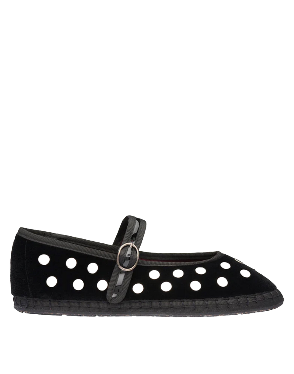 FLABELUS Ballerine Mae in Velluto Nero con Borchie Argento