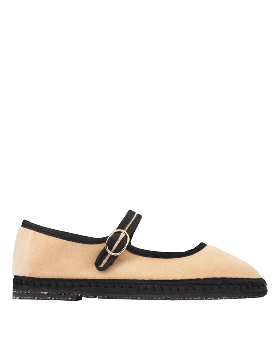FLABELUS Friulane Mary Jane Theodora en velours beige