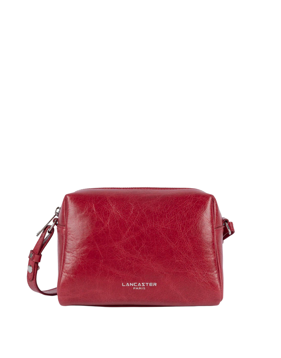 LANCASTER Sac porté croisé Rétro Cube en cuir Rouge