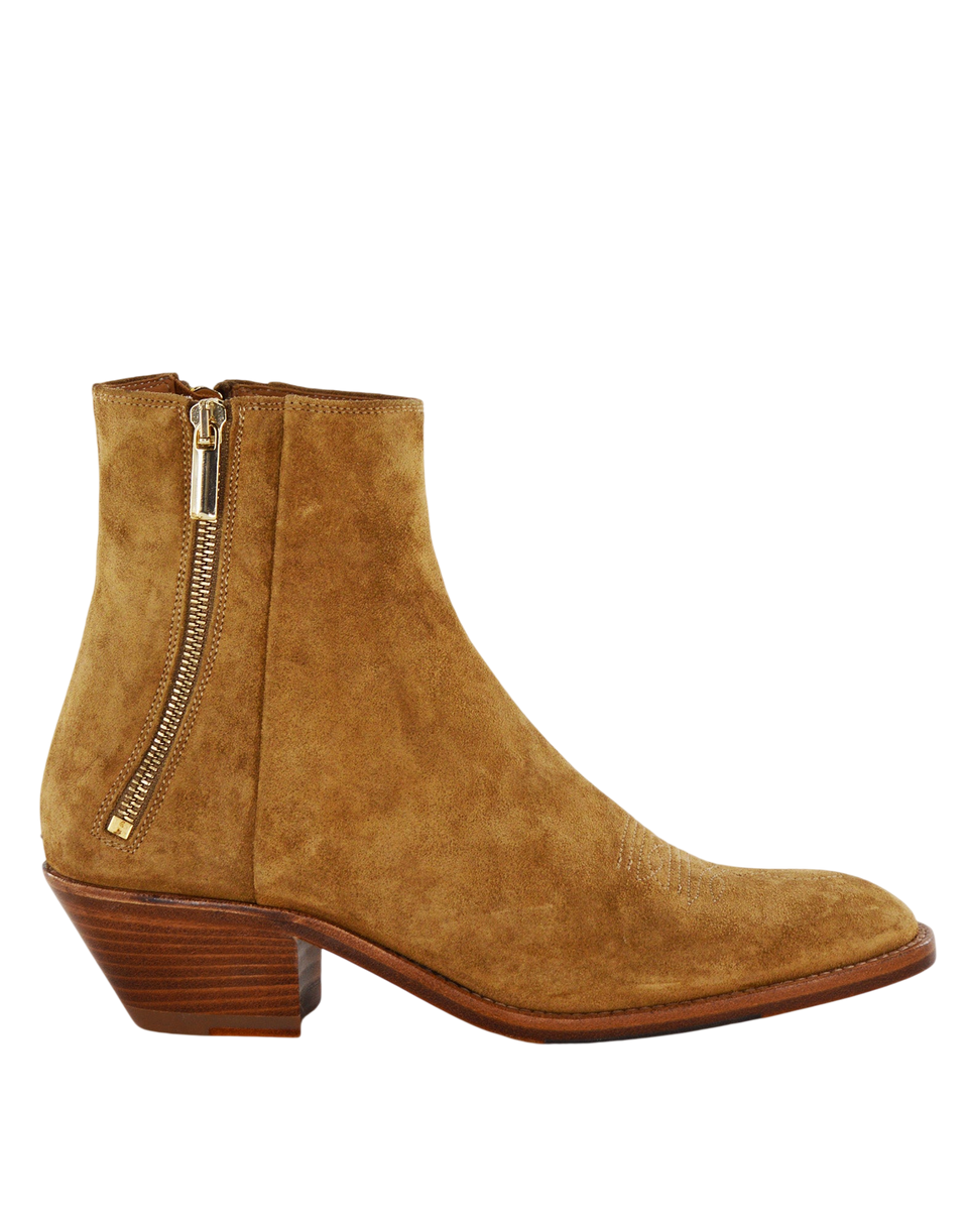 DOUUOD Bottines texanes à double zip en croûte de cuir Recife