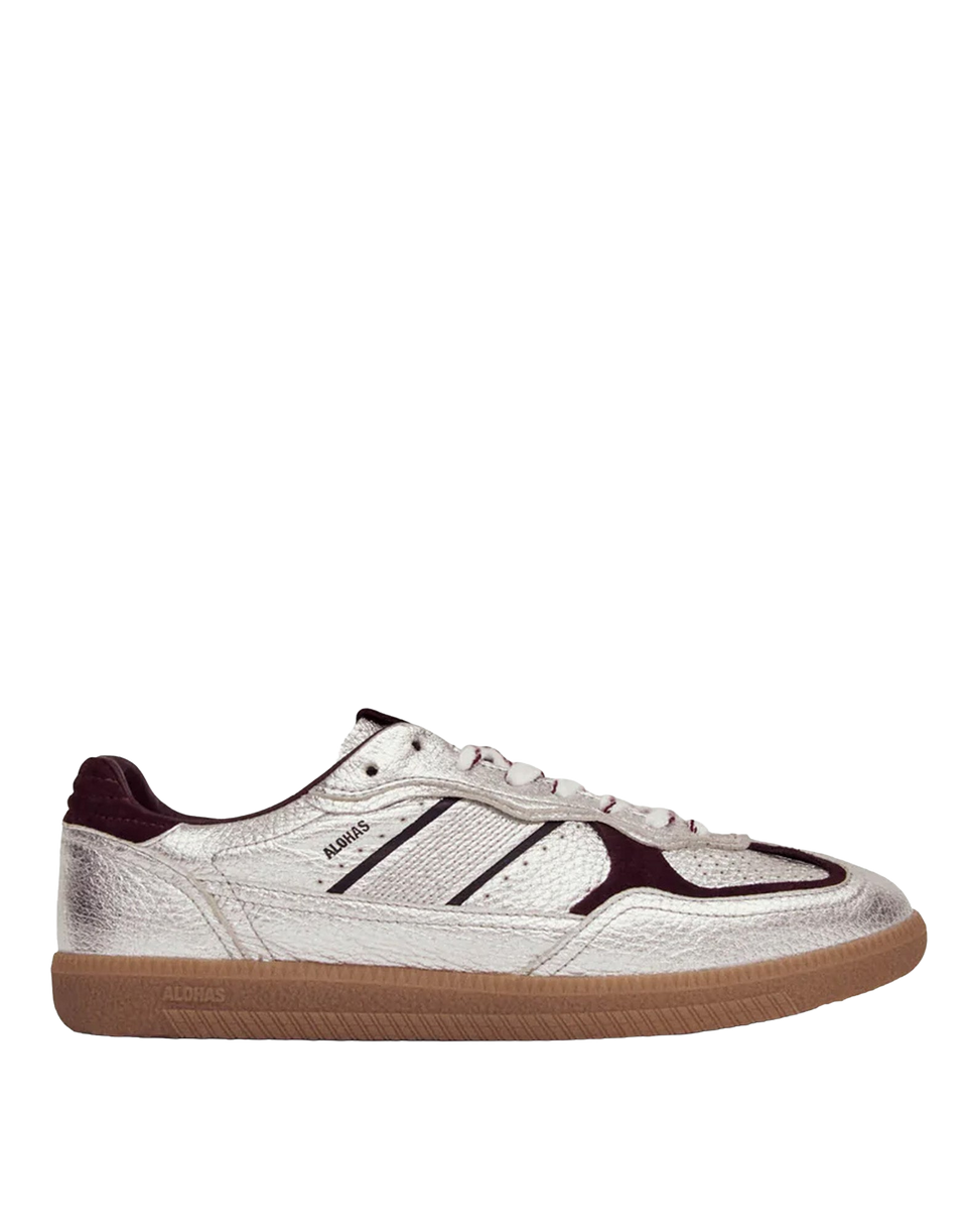 ALOHAS Sneakers TB.490 in Pelle Grain Shimmer Silver e Burgundy