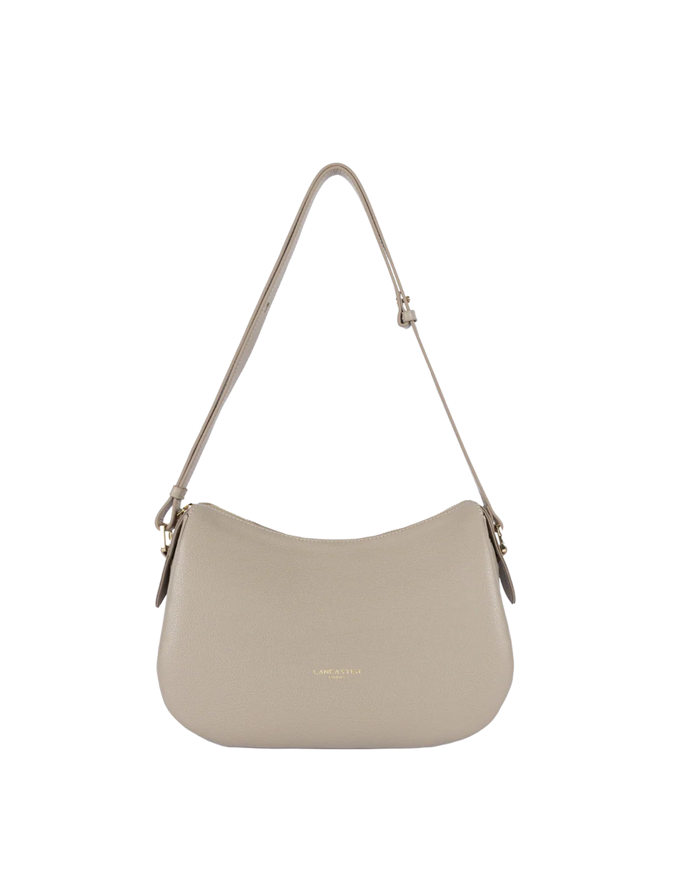 LANCASTER Sac Besace Dune en Cuir Grainé Galet
