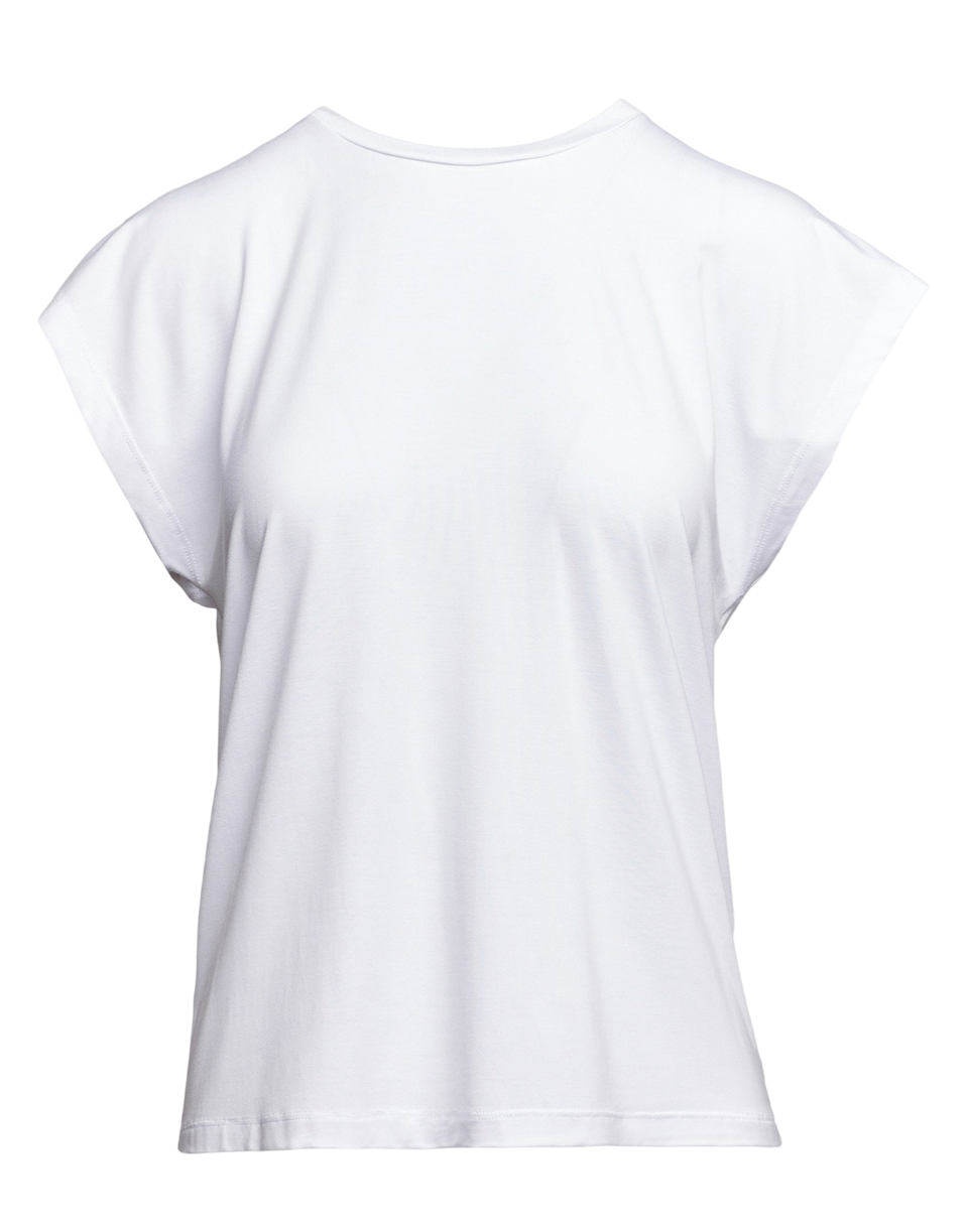 DOUUOD Top a Spalla Larga in Bamboo Off White