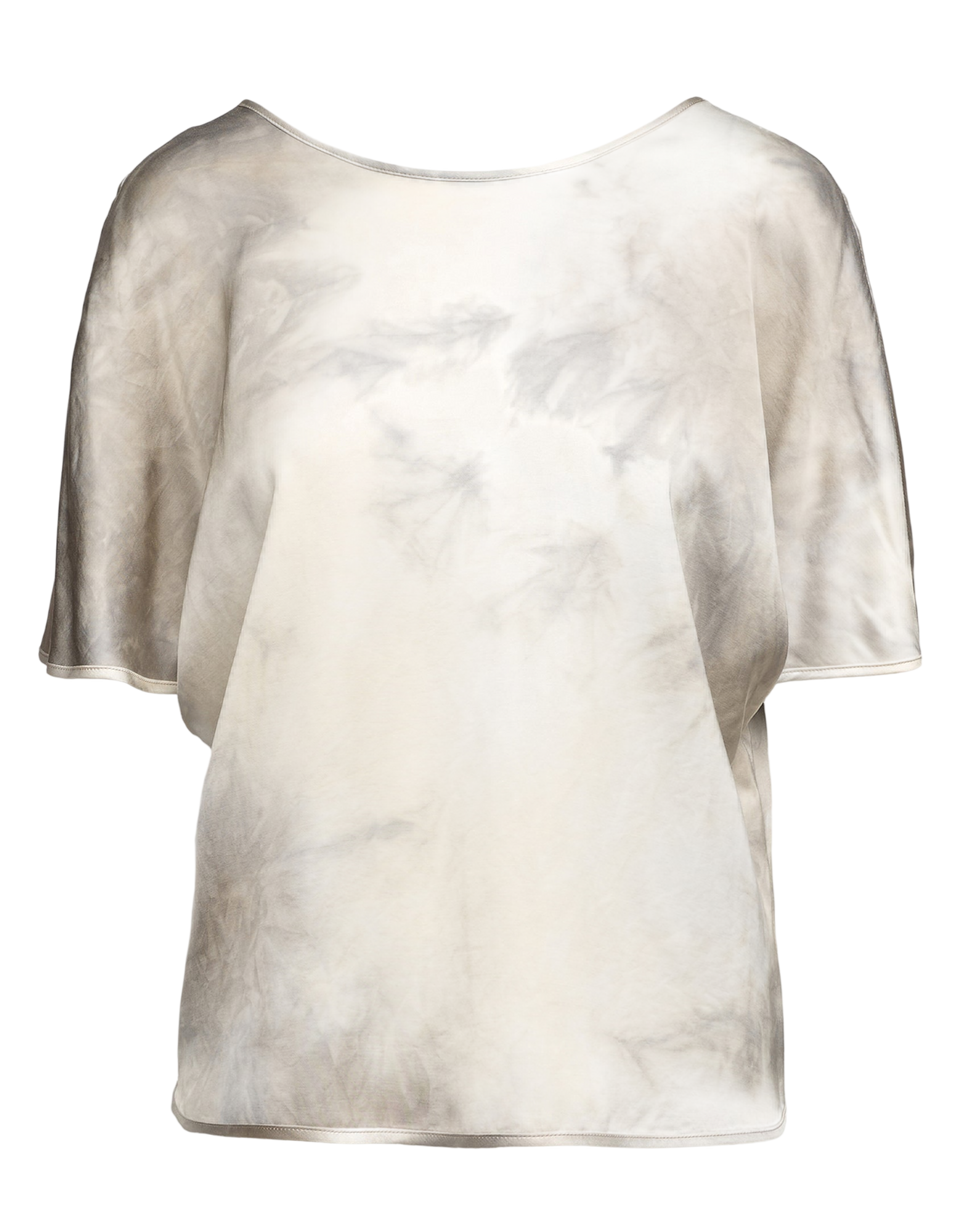 DOUUOD Blusa Kimono in Viscosa Tie-Dye Pomice
