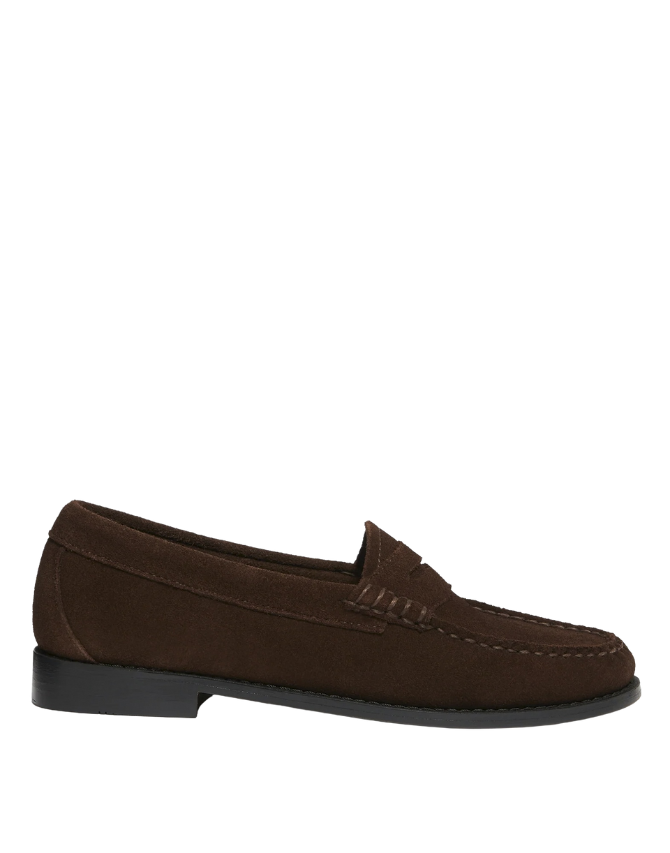 GH BASS Mocassini Weejuns Penny in Suede Chocolate
