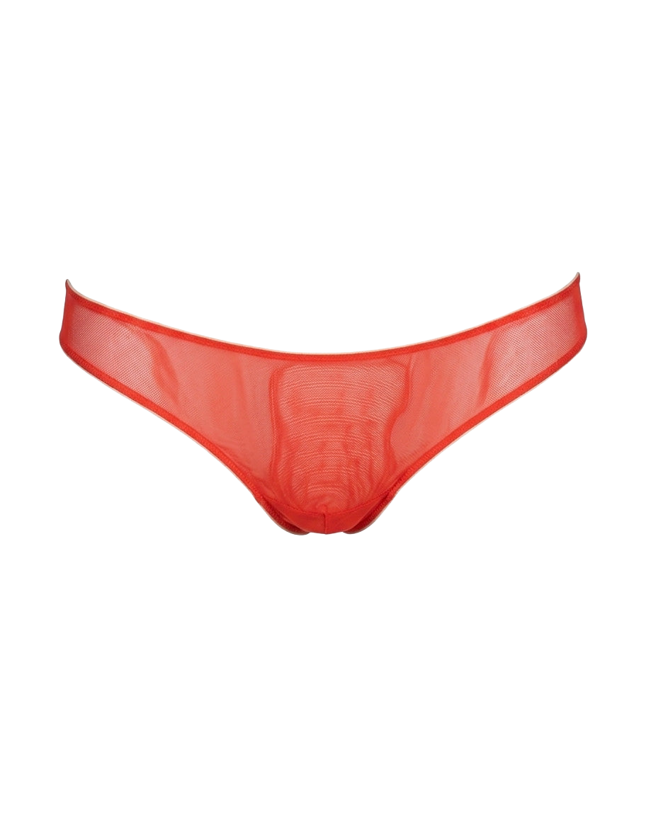 DOUUOD Slip brésilien en tulle extensible corail