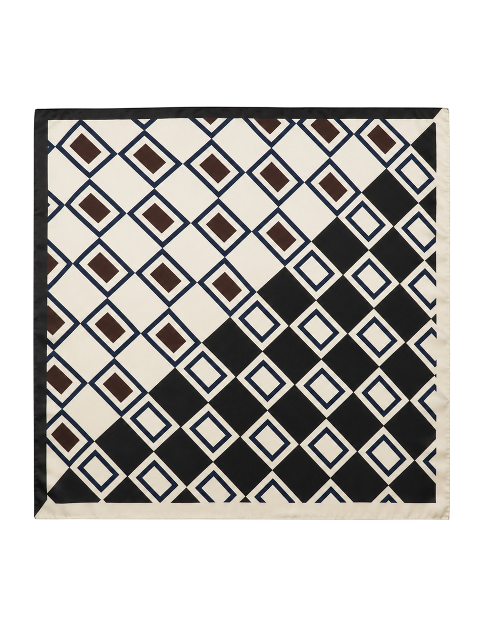 DOUUOD Foulard en soie à motif géométrique beurre/noir