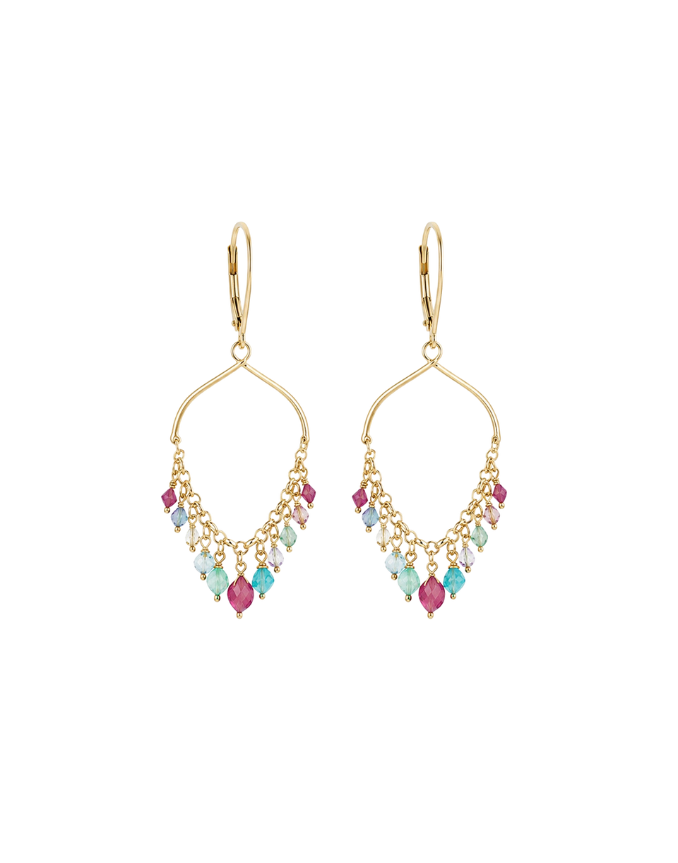 MAMAN ET SOPHIE Boucles d'oreilles dormeuses avec franges multicolores en argent