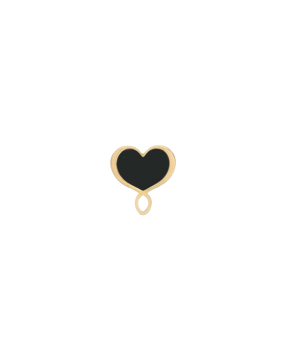 MAMAN ET SOPHIE Boucle d'oreille unique petit cœur noir en argent