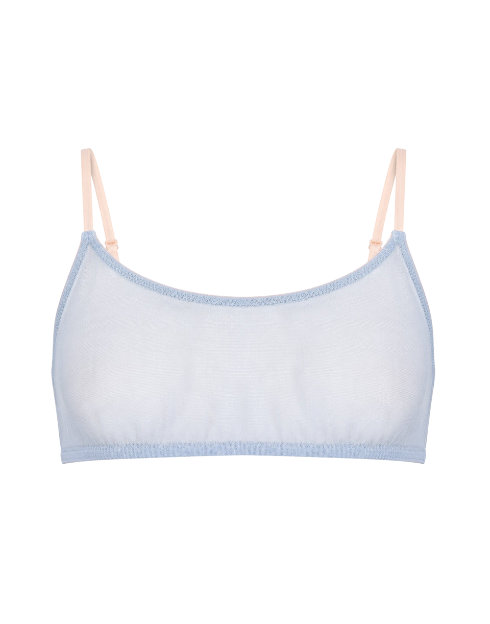 DOUUOD Soutien-gorge bandeau en tulle bleu ciel