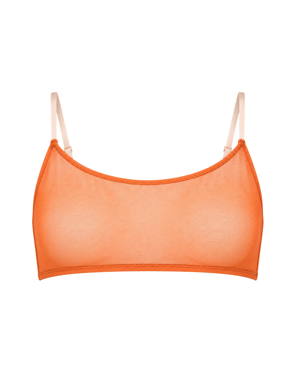 DOUUOD Reggiseno a Fascia in Tulle Arancione