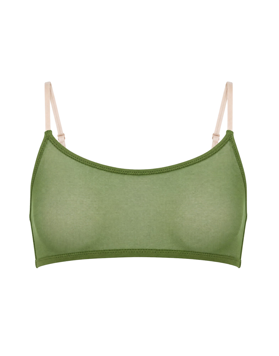 DOUUOD Reggiseno a Fascia in Tulle Verde