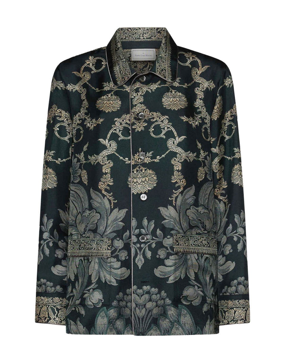 PIERRE-LOUIS MASCIA Camicia in Seta Stampata Stampa Botanica