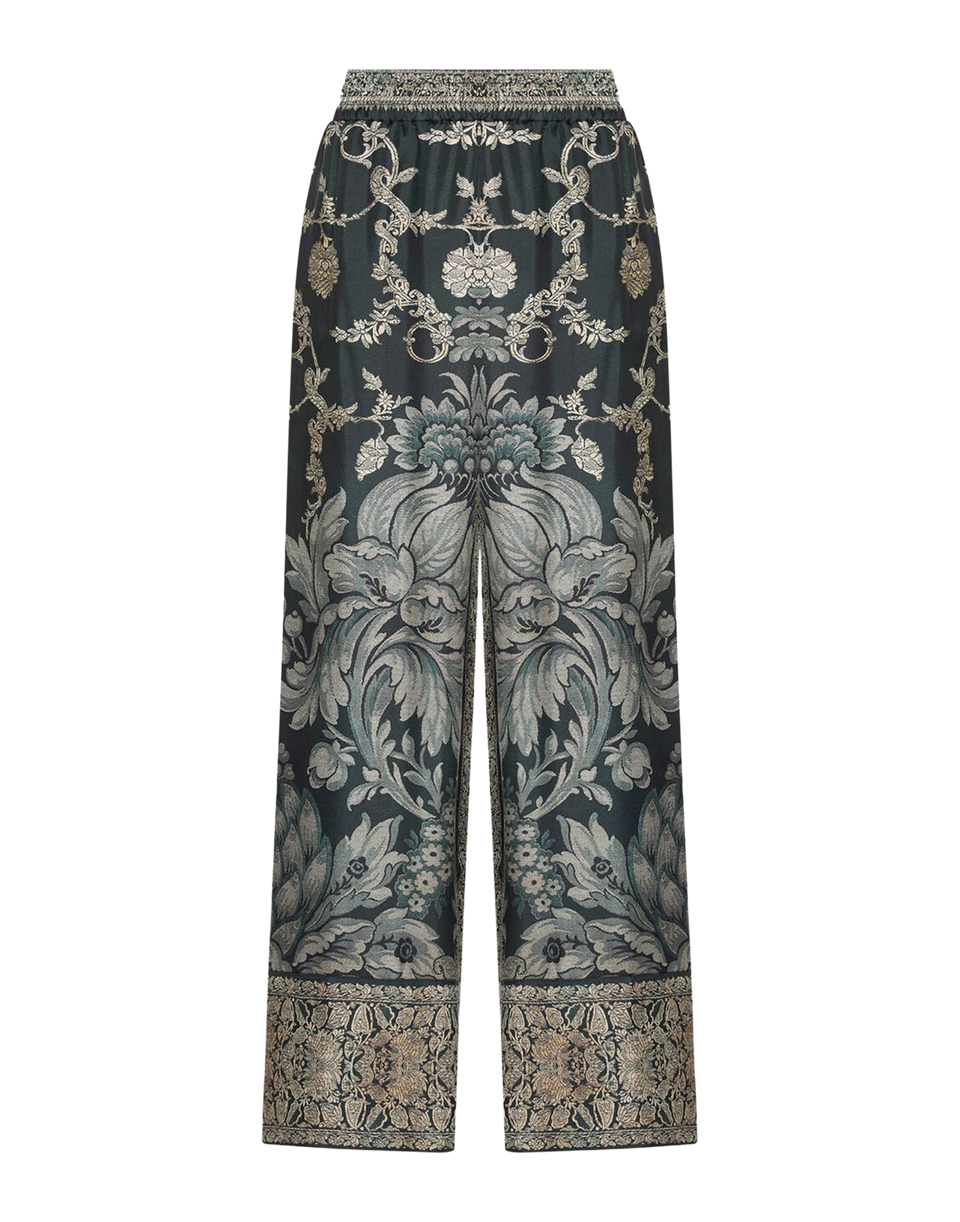 PIERRE-LOUIS MASCIA Pantaloni Palazzo in Seta Stampa Botanica