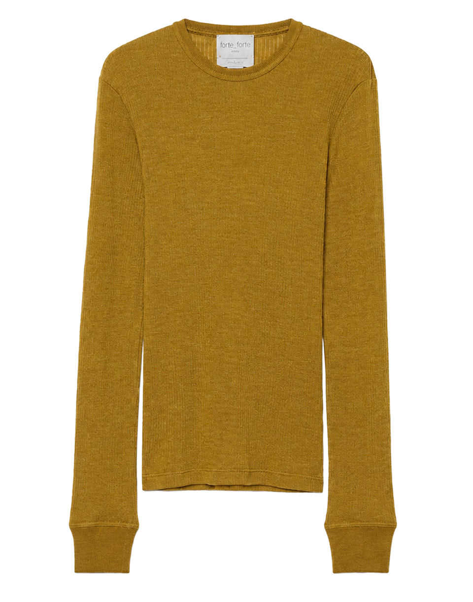 FORTE FORTE T-Shirt Girocollo in Jersey di Lana a Costine Heliodore