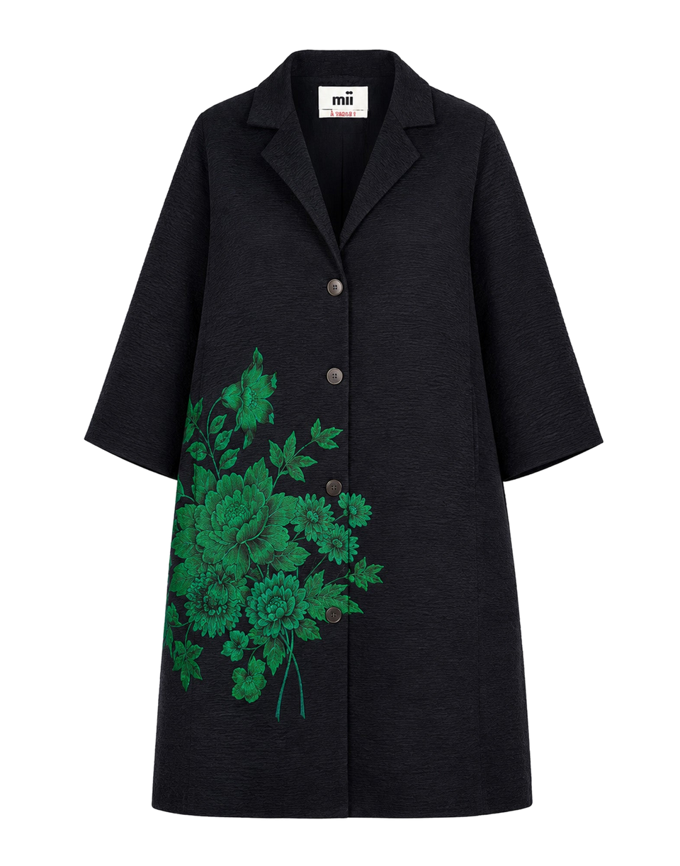 MII Manteau en soie avec broderie Kantha