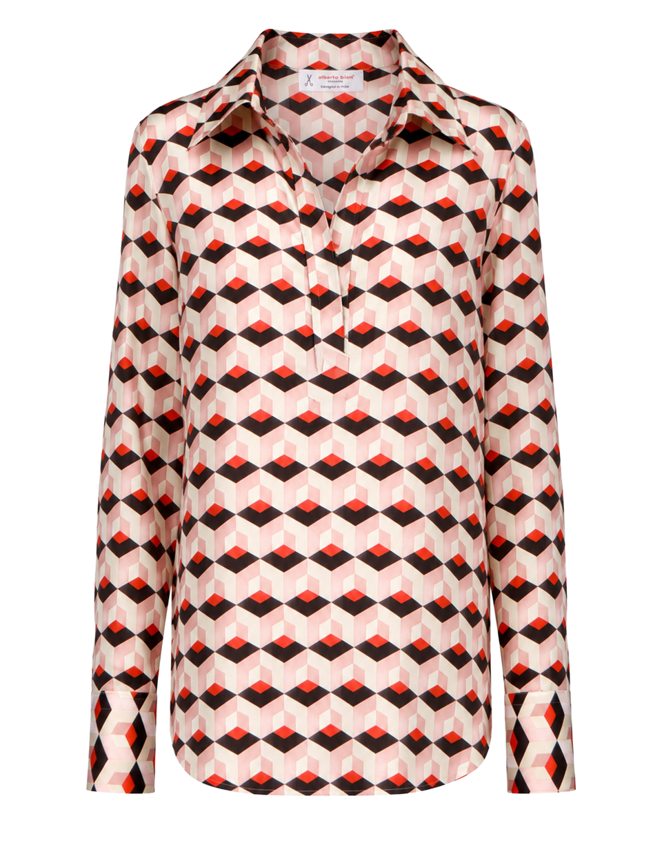 ALBERTO BIANI Camicia Serafino in Seta Stampata Rosa