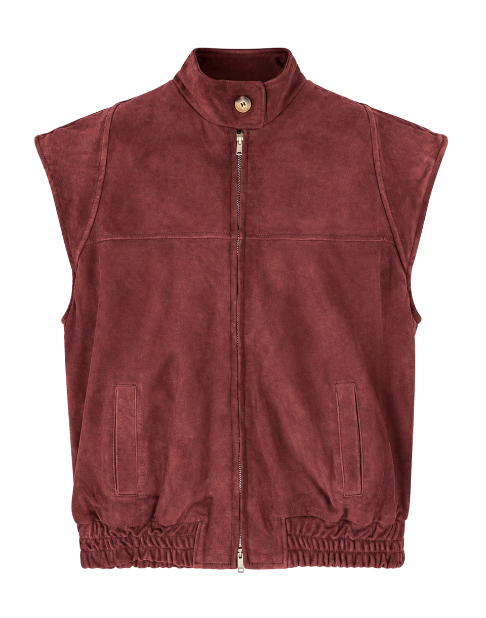 MONO Gilet in Suede Crosta Vinaccia