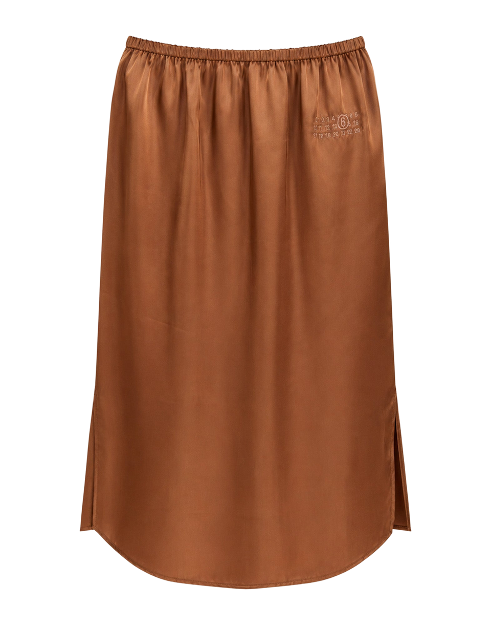 MM6 MAISON MARGIELA Gonna Midi Fluid Satin Light Brown