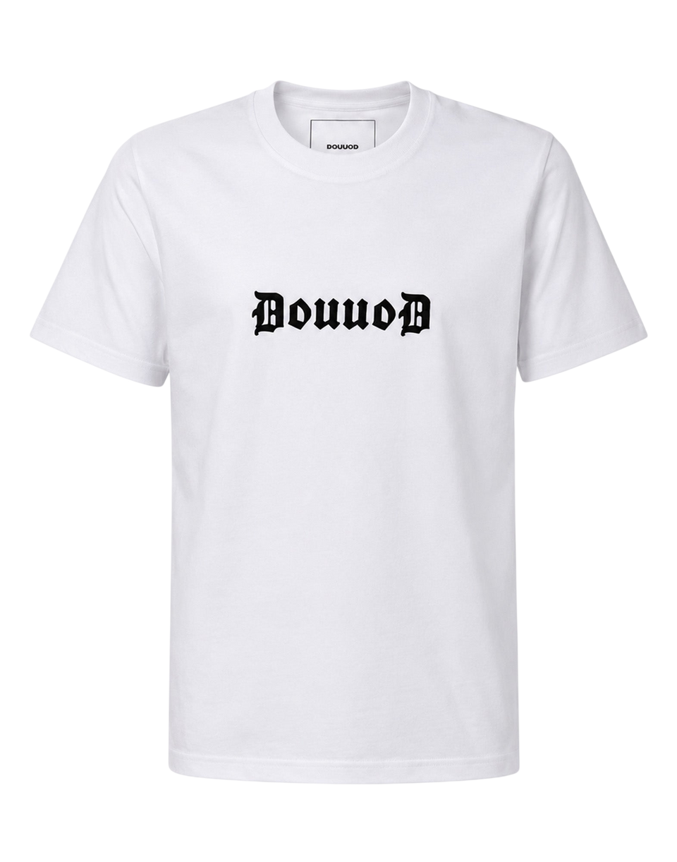 DOUUOD T-shirt in Jersey di Cotone Logo Gotic Bianco