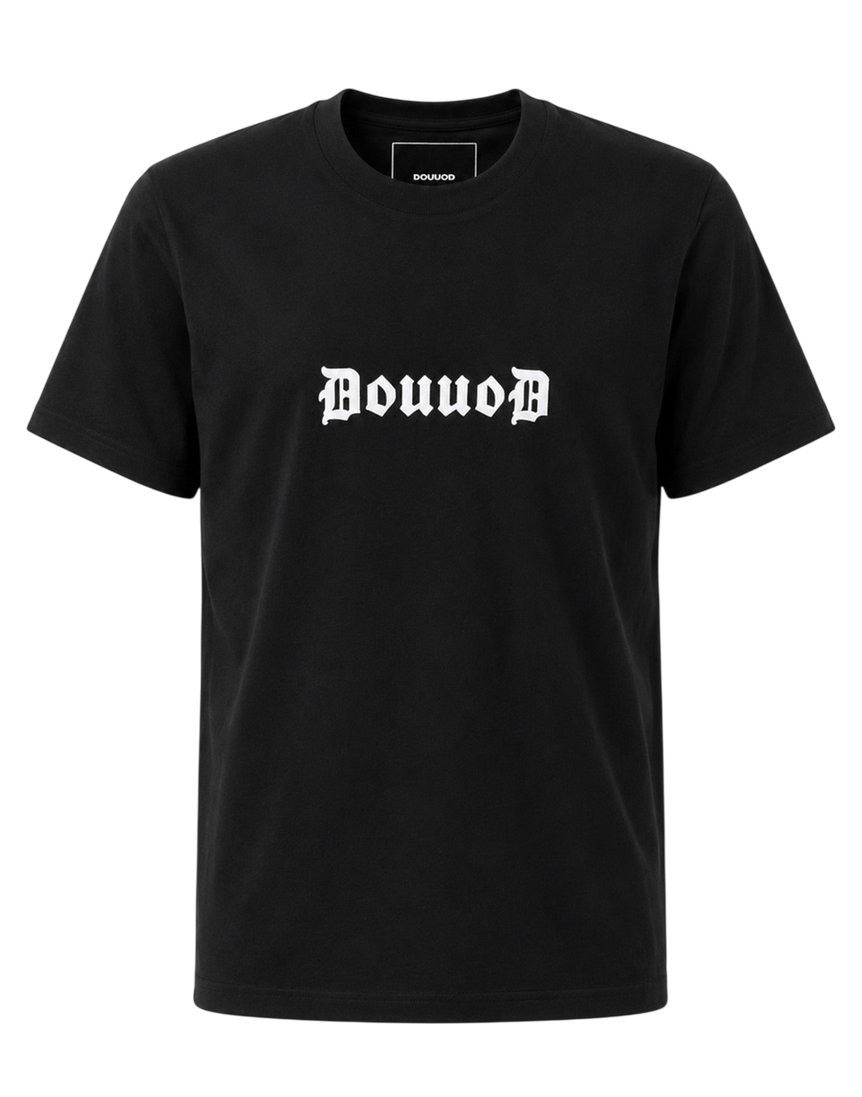 DOUUOD T-shirt in Jersey di Cotone Logo Gotic Nero