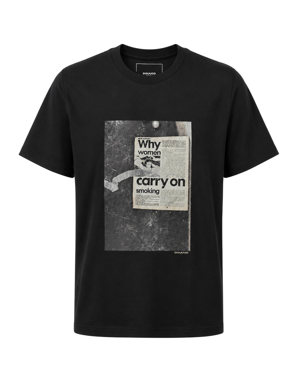 DOUUOD T-shirt in Jersey di Cotone Stampa "Carry On" Dark Grey