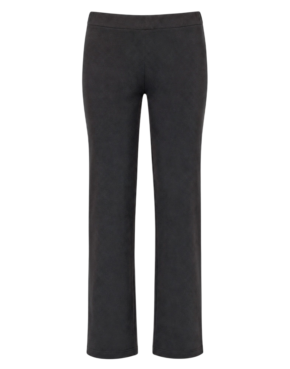 DOUUOD Pantalone Flare in Scuba con Taglio Carré Nero