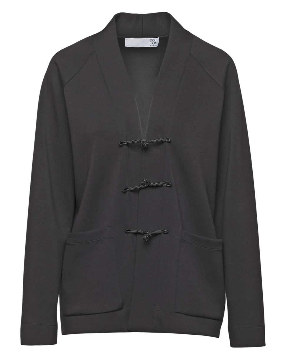 DOUUOD Cardigan Raglan con Alamari Nero