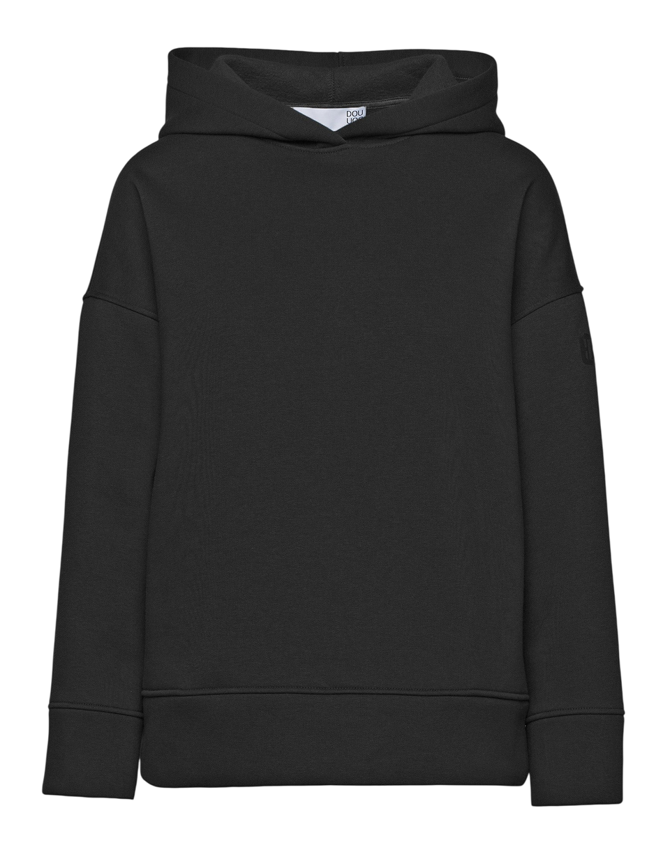 DOUUOD Felpa con Cappuccio e Tasche con Zip Nera