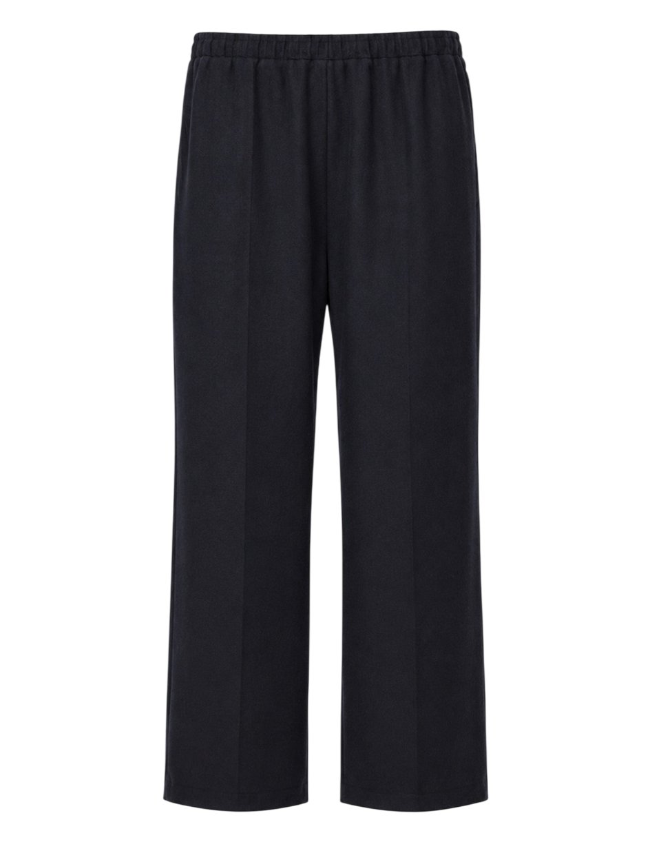 DOUUOD Pantalone Japan Genderless con Elastico in Vita in Flanella Stretch Blu Abisso