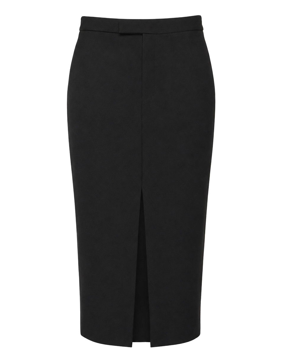 DOUUOD Longuette con Spacco in Doppio Twill Stretch Nero