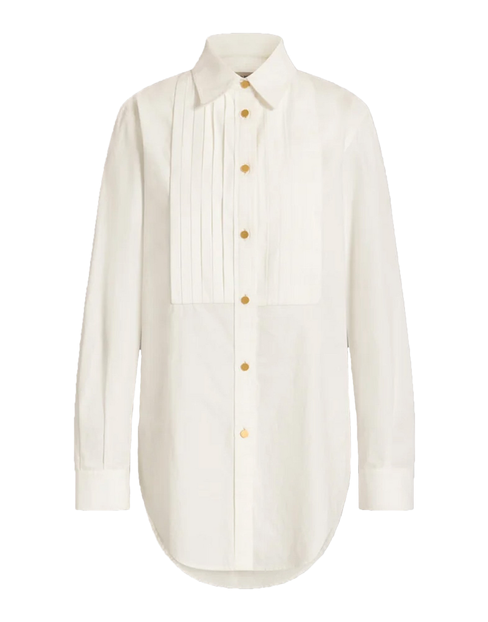 ALBERTA FERRETTI Camicia da Smoking in Cotone Bianco