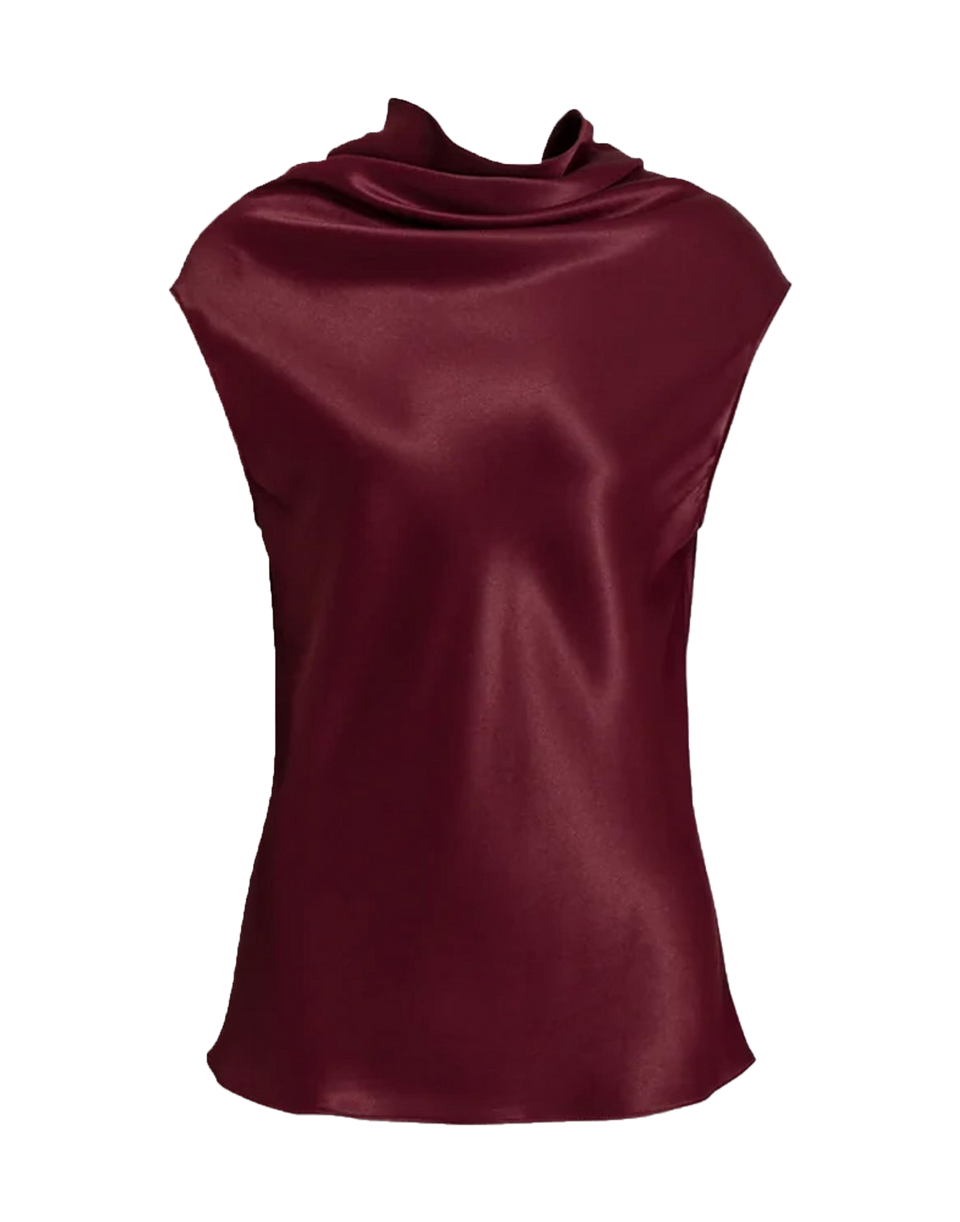 ALBERTA FERRETTI Top in Raso con Scollo Fluido Bordeaux